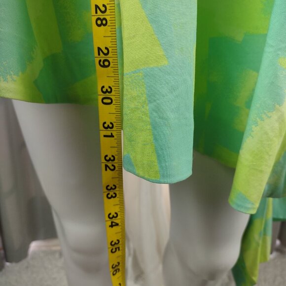 Lane Bryant Plus Size 16 Hi-Low Sleeveless Dress Green Blue Abstract Cotton - Picture 5 of 13